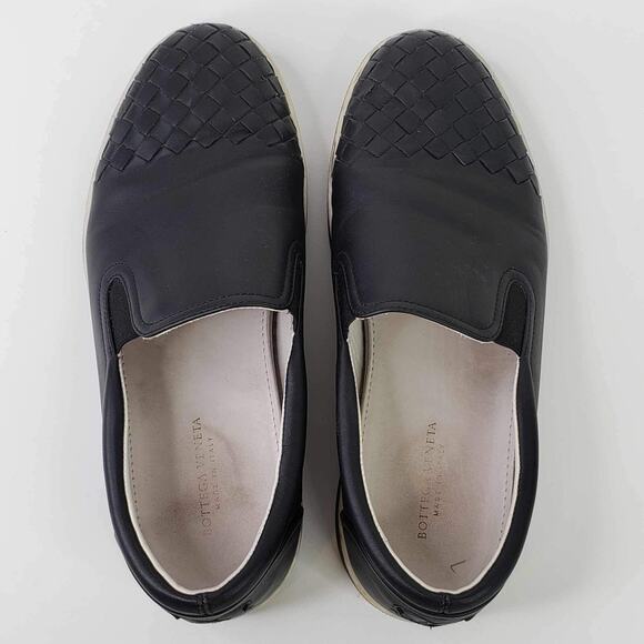 Bottega Veneta Slip On Shoes Black Leather Braided Low Top Men’s 39 US 9 - Picture 4 of 9